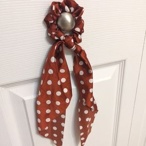 Rust polkadot scrunchie scarf